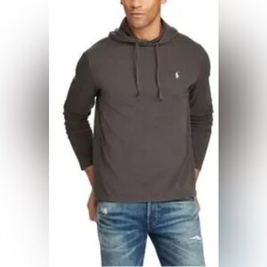 Polo Ralph Lauren T Shirt Hooded Long Sleeve Mens Large Gray Lightweight